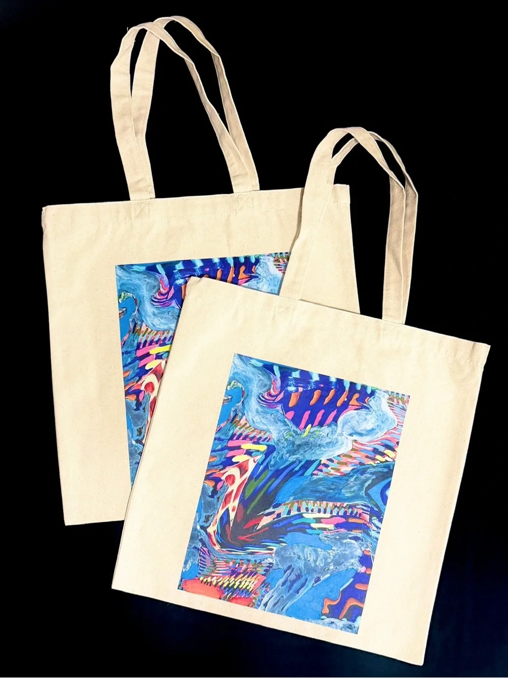 Collectible Swag Bag Tote. Art by Paige Beeber for Delta. Multicolor Abstract